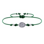Bracelet lien mdaille argent 925 ovale vierge miraculeuse - vert