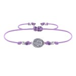 Bracelet lien mdaille argent 925 ovale vierge miraculeuse - violet