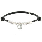 Bracelet lien médaille coeur et perles en argent 925 - classics - noir Bracelet lien médaille coeur et perles en argent 925 - classics - noir