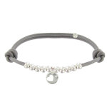 Bracelet lien médaille coeur et perles en argent 925 - classics - gris Bracelet lien médaille coeur et perles en argent 925 - classics - gris