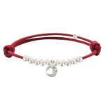 Bracelet lien médaille coeur et perles en argent 925 - classics - rouge Bracelet lien médaille coeur et perles en argent 925 - classics - rouge