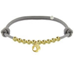 Bracelet lien médaille coeur et perles plaquées or - classics - gris Bracelet lien médaille coeur et perles plaquées or - classics - gris
