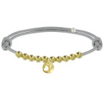 Bracelet lien médaille coeur et perles plaquées or - classics - gris clair Bracelet lien médaille coeur et perles plaquées or - classics - gris clair