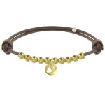 Bracelet lien mdaille coeur et perles plaques or - classics - marron clair
