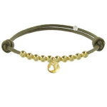 Bracelet lien mdaille coeur et perles plaques or - classics - vert kaki