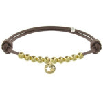 Bracelet lien mdaille etoile et perles plaques or - classics - marron clair