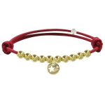 Bracelet lien mdaille etoile et perles plaques or - classics - rouge