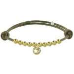 Bracelet lien mdaille etoile et perles plaques or - classics - vert kaki