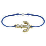 Les poulettes bijoux - bracelet lien m�daille en laiton ancre �maill�e blanche - ble