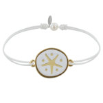 Les poulettes bijoux - bracelet lien m�daille en laiton etoile �maill�e blanche - bl