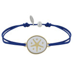 Les poulettes bijoux - bracelet lien m�daille en laiton etoile �maill�e blanche - bl
