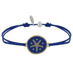 Les poulettes bijoux - bracelet lien m�daille en laiton etoile �maill�e bleue - bleu