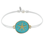 Les poulettes bijoux - bracelet lien m�daille en laiton etoile �maill�e turquoise -