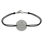 Les poulettes bijoux - bracelet lien m�daille plaqu� argent ronde  ma petite poulett