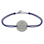 Les poulettes bijoux - bracelet lien m�daille plaqu� argent ronde  ma petite poulett