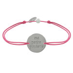 Les poulettes bijoux - bracelet lien m�daille plaqu� argent ronde  ma petite poulett