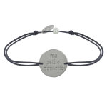 Les poulettes bijoux - bracelet lien m�daille plaqu� argent ronde  ma petite poulett