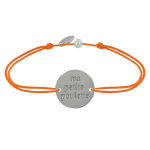 Les poulettes bijoux - bracelet lien m�daille plaqu� argent ronde  ma petite poulett