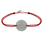 Les poulettes bijoux - bracelet lien m�daille plaqu� argent ronde  ma petite poulett