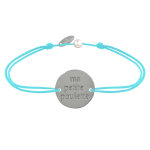Les poulettes bijoux - bracelet lien m�daille plaqu� argent ronde  ma petite poulett