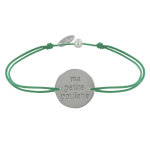 Les poulettes bijoux - bracelet lien m�daille plaqu� argent ronde  ma petite poulett