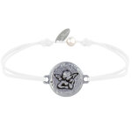 Bracelet lien mdaille ronde martele laiton argent ange raphal - blanc