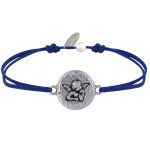 Bracelet lien mdaille ronde martele laiton argent ange raphal - bleu navy
