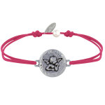 Bracelet lien mdaille ronde martele laiton argent ange raphal - fuchsia