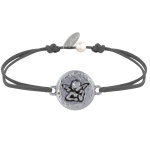 Bracelet lien mdaille ronde martele laiton argent ange raphal - gris