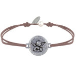 Bracelet lien mdaille ronde martele laiton argent ange raphal - marron clair