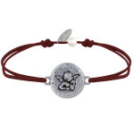 Bracelet lien mdaille ronde martele laiton argent ange raphal - marron fonc