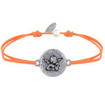 Bracelet lien mdaille ronde martele laiton argent ange raphal - orange