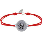 Bracelet lien mdaille ronde martele laiton argent ange raphal - rouge