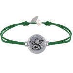 Bracelet lien mdaille ronde martele laiton argent ange raphal - vert fonc