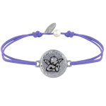 Bracelet lien mdaille ronde martele laiton argent ange raphal - violet