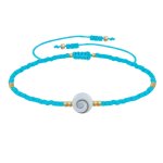 Les poulettes bijoux - bracelet lien oeil de sainte lucie et petites perles mates -