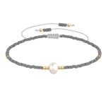 Les poulettes bijoux - bracelet lien perle d'eau douce blanche et petites perles mat