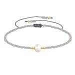 Les poulettes bijoux - bracelet lien perle d'eau douce blanche et petites perles mat