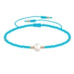 Les poulettes bijoux - bracelet lien perle d'eau douce blanche et petites perles mat