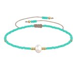 Les poulettes bijoux - bracelet lien perle d'eau douce blanche et petites perles mat
