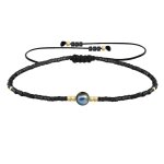 Bracelet lien perle d'eau douce noire et petites perles brillantes - noir