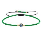 Bracelet lien perle d'eau douce noire et petites perles brillantes - vert fonc