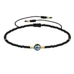 Bracelet lien perle d'eau douce noire et petites perles mates