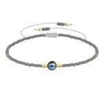 Bracelet lien perle d'eau douce noire et petites perles mates - gris