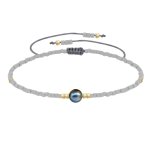 Bracelet lien perle d'eau douce noire et petites perles mates - gris clair