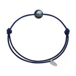 Les poulettes bijoux bracelet lien perle de tahiti - bleu navy
