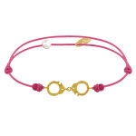 Bracelet lien plaqu or petites menottes - fuchsia