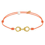 Les poulettes bijoux - bracelet lien plaqu� or petites menottes - orange