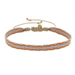 Bracelet lien tissé orange losanges violet clair Bracelet lien tissé orange losanges violet clair