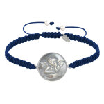 Bracelet lien trss mdaille ronde argent 925 et nacre ange raphal - bleu navy